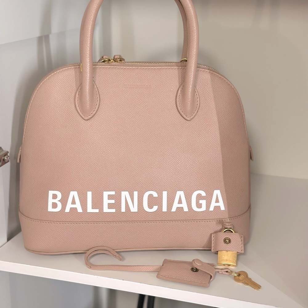Balenciaga Ville S Top handle,bag,calfskin pebbled, leather, nude/pinkish small